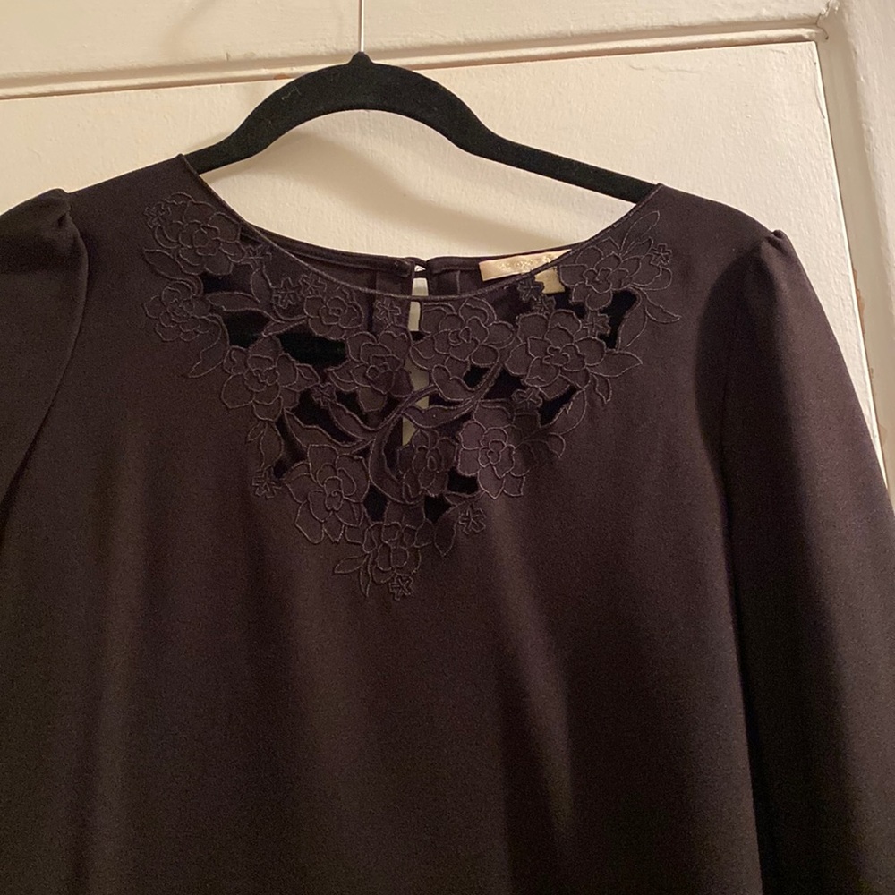 Cooper and ella black blouse with open work embroidery XS